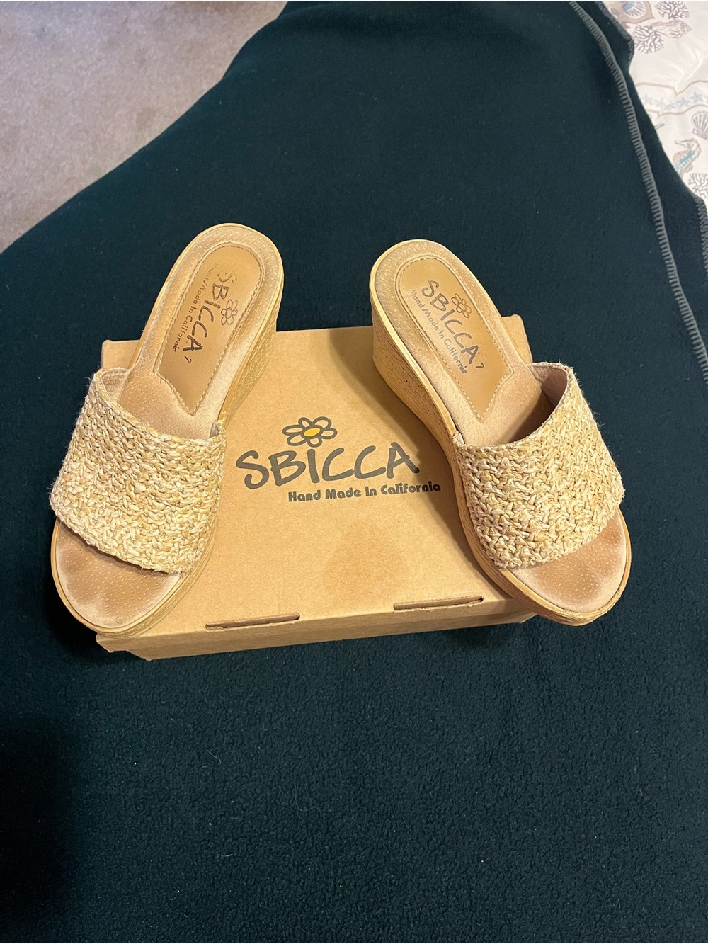 Sbicca Tan Woven Slide Mules - Picture 2 of 8